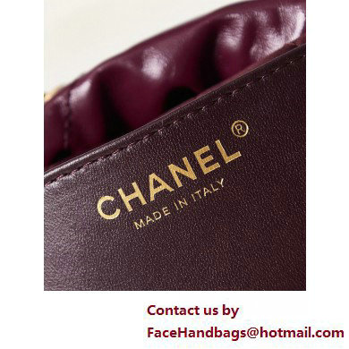 Chanel Shiny Calfskin  &  Gold-Tone Metal CHANEL 22 Mini Handbag AS3980 Burgundy